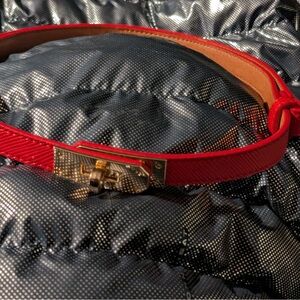 Hermes Red and Gold Women's Belt